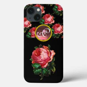 iPhone 13 Case BEAU ROSE ROSE ROSE MONOGRAMME, Noir
