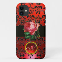 BEAU ROSE ROSE ROSE ROUGE BLACK DAMASK RUBY MONOGR