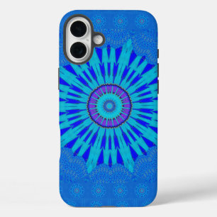 Coques iPhone 16 Plus Beau Royal Blue Mandala Art Imprimer