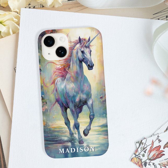 Coques Case-Mate iPhone Beau Unicorn Modèle de nom personnalisé (Créateur téléchargé)