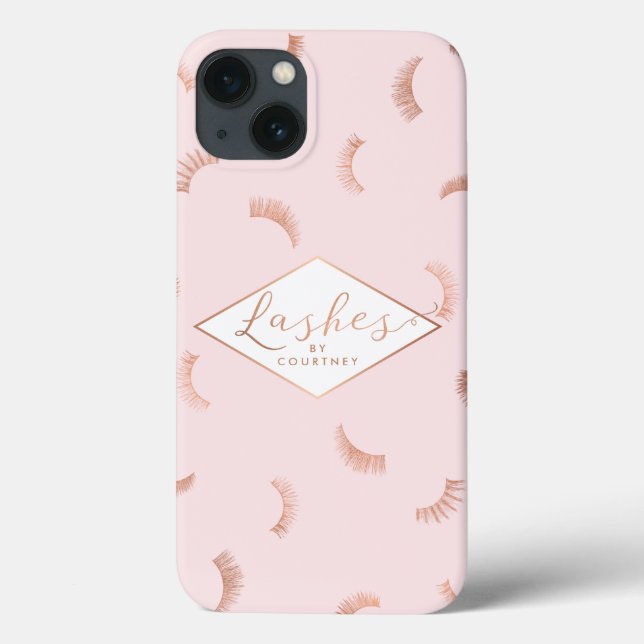 Coques Case-Mate iPhone Beaucoup de cils Motif rose/Rose or personnalisé (Verso)