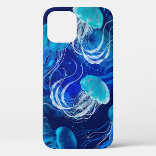 Case-Mate iPhone Case Beaucoup de méduses bleues nageant sous l'eau. Sea