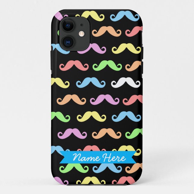 Coques Case-Mate iPhone Beaucoup de moustaches (noir) personnalisables! (Dos)