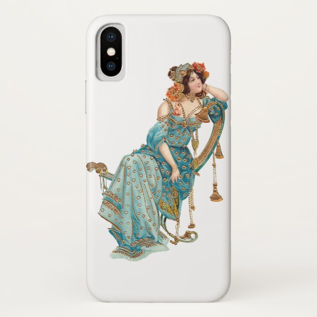Coques Case-Mate iPhone Beauté Art Nouveau exotique en Robes Turquoises (Dos)
