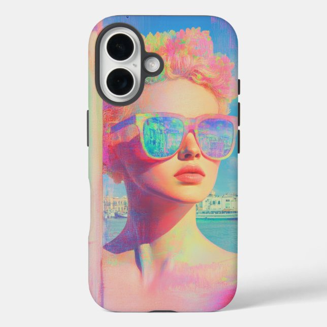 Coques Case-Mate iPhone Beauté côtière de Neon avec lunettes de soleil (Verso)