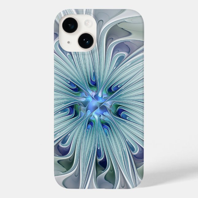 Coques Case-Mate iPhone Beauté florale Abstraite moderne Blue Pastel Flowe (Verso)
