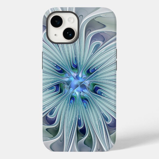 Coques Case-Mate iPhone Beauté florale Abstraite moderne Blue Pastel Flowe (Verso)