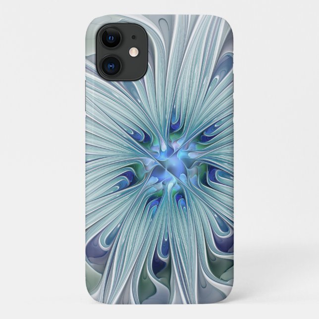 Coques Case-Mate iPhone Beauté florale Abstraite moderne Blue Pastel Flowe (Dos)