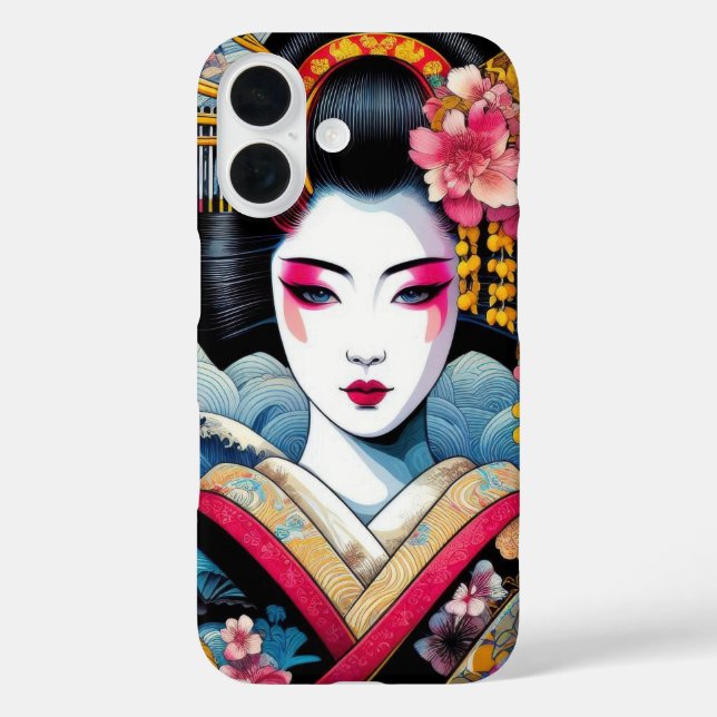 Coques Case-Mate iPhone Beauté orientale Geisha Maiko sakura fleurs vagues (Verso)