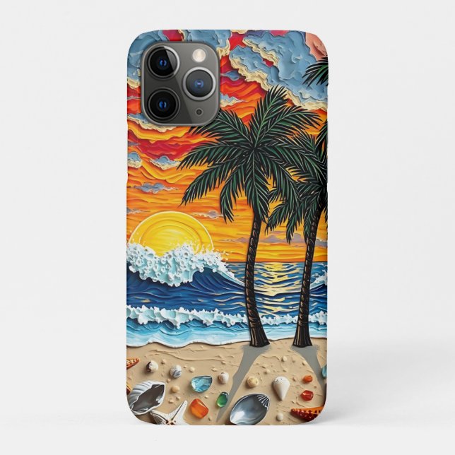 Coques Case-Mate iPhone Beautiful Beach Scene with Palm Trees   (Dos)