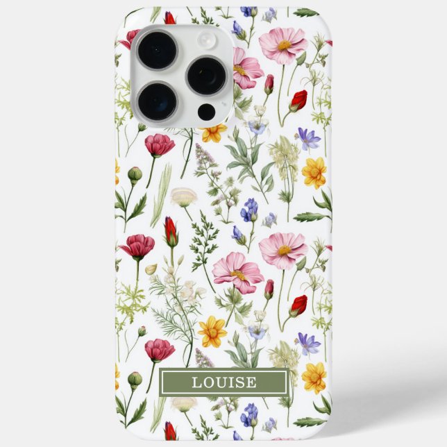 Coques Case-Mate iPhone Beautiful Botanical Wildflowers Name (Verso)