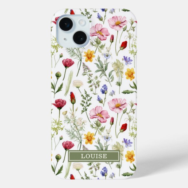 Coques Case-Mate iPhone Beautiful Botanical Wildflowers Name (Verso)