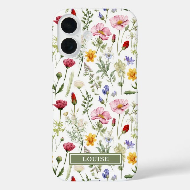Coques Case-Mate iPhone Beautiful Botanical Wildflowers Name (Verso)
