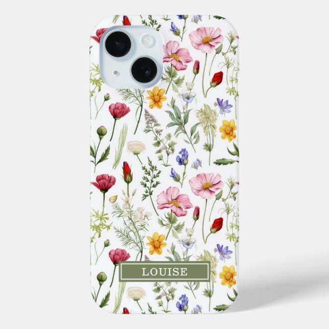 Coques Case-Mate iPhone Beautiful Botanical Wildflowers Name  (Verso)