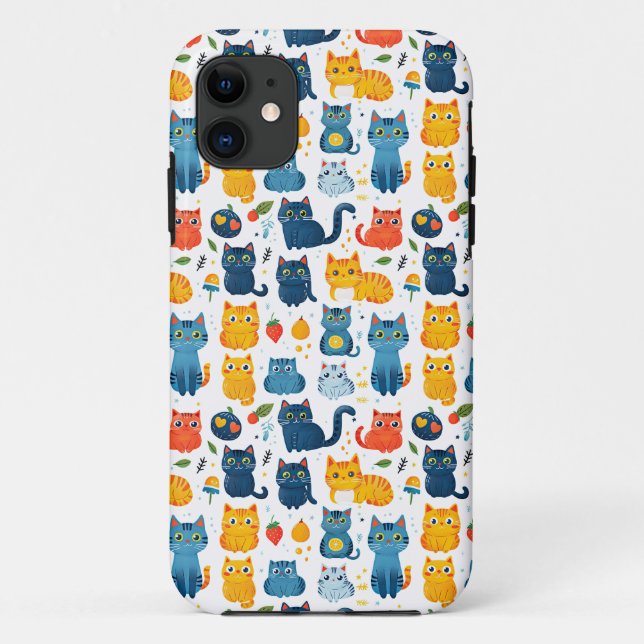 Coques Case-Mate iPhone Beaux chats kawaii, jouer avec des jouets blanc ba (Dos)