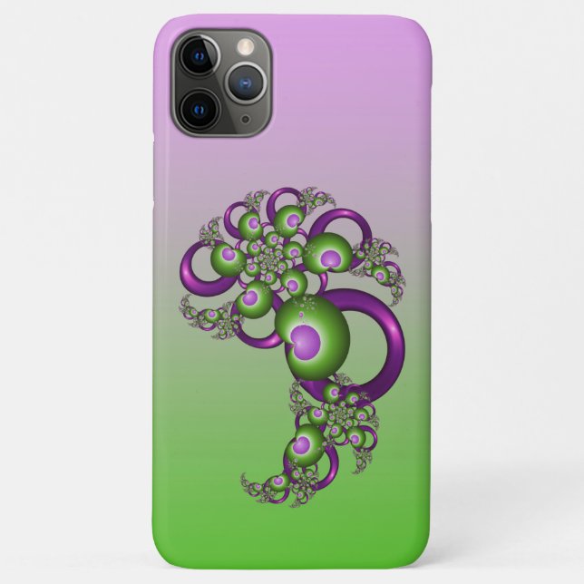 Coques Case-Mate iPhone Beaux cœurs roses verts modernes abstraits fractal (Dos)