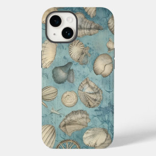 Coque Case-Mate iPhone Beaux Coquillages Vintages En Bleu