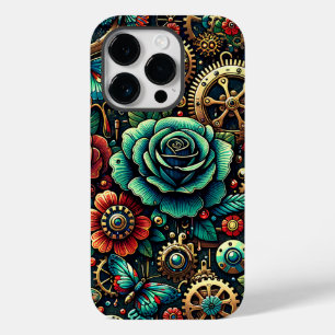 Coque Case-Mate iPhone Beaux engrenages et roses sur le thème Steampunk