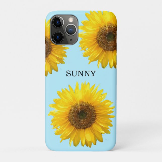Coques Case-Mate iPhone Beaux tournesols sur fond bleu clair (Dos)