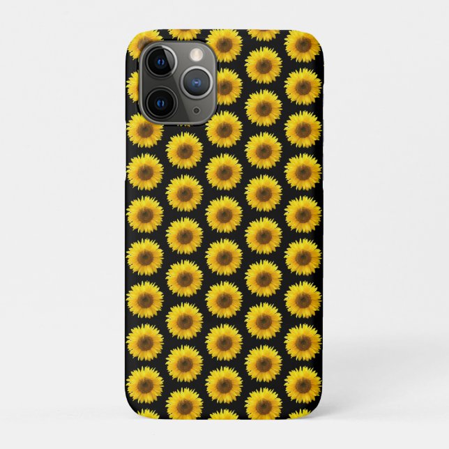 Coques Case-Mate iPhone Beaux tournesols sur fond noir (Dos)