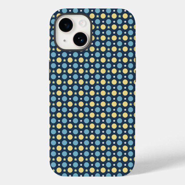 Coques Case-Mate iPhone Bébé Bleu Jaune Motif Pois (Verso)