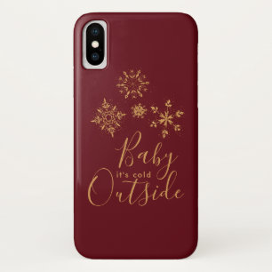 Case-Mate iPhone Case Bébé c'est froid dehors Golden Snowflakes