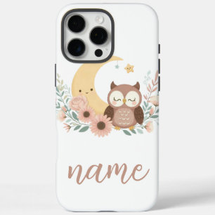 Coque iPhone 16 Pro Max Bébé chouette mignon avec lune