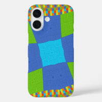 Bébé éco vert À damiers bleu cyan