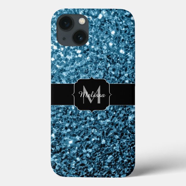 Coques Case-Mate iPhone Bébé faux paillettes scintillantes bleu clair Mono (Verso)