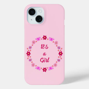Coque Case-Mate iPhone Bébé rose Papillons et fleurs personnalisés