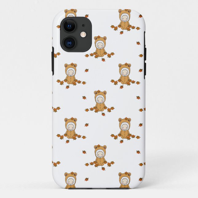 Coques Case-Mate iPhone Bébés mignons d'automne dans un motif de feuilles  (Dos)
