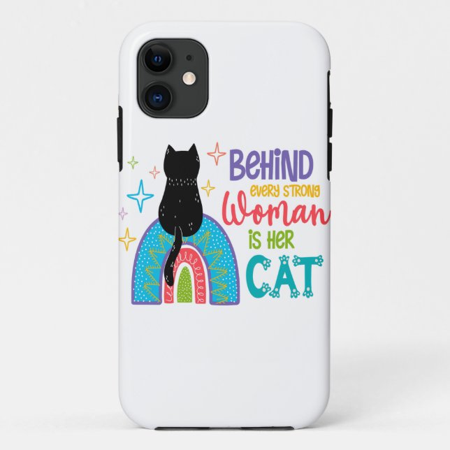 Coques Case-Mate iPhone Behind Every Strong Woman Is Her Cat (Dos)