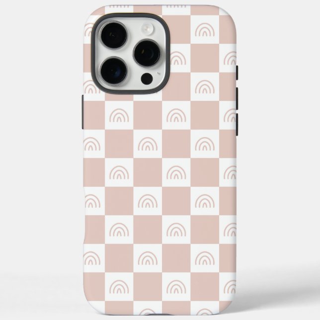 Coques Case-Mate iPhone Beige à carreaux rigide  (Verso)