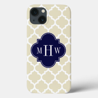 Coque Case-Mate iPhone Beige, Blanc Marocain #5 Marine 3 Monogramme initi