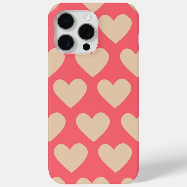 Coques Case-Mate iPhone Beige Rouge mignon Simple Motif de coeur (Verso)
