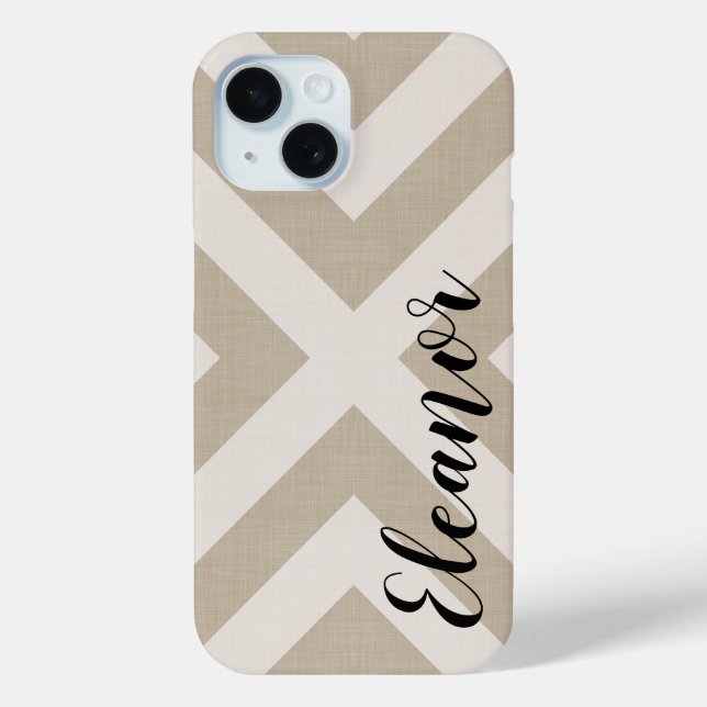 Coques Case-Mate iPhone Beige rustique X Chevron Monogramme (Verso)