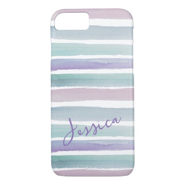 Coques Case-Mate iPhone Belle Aquarelle moderne Pastel rayé Girly (Dos)