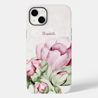 Coque Case-Mate iPhone Belle Aquarelle Peonies Beige Personnalisé