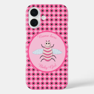 Coque Pour iPhone 16 Belle Bébé Fille Abeille Rose Personnalisée