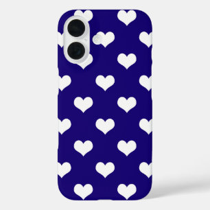 Coque Pour iPhone 16 Belle conception de cœurs blancs bleus