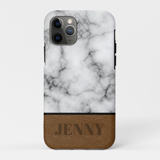 Coques Case-Mate iPhone Belle conception de marbre et de cuir faux avec no (Dos)