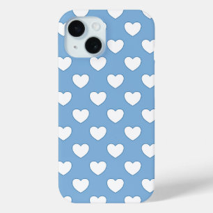 Coque Case-Mate iPhone Belle Couleur Bleue Clair Et Coeurs Blancs