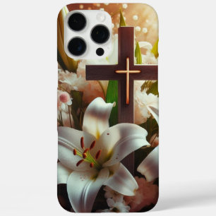 Coque iPhone 16 Pro Max Belle croix de lys de Pâques