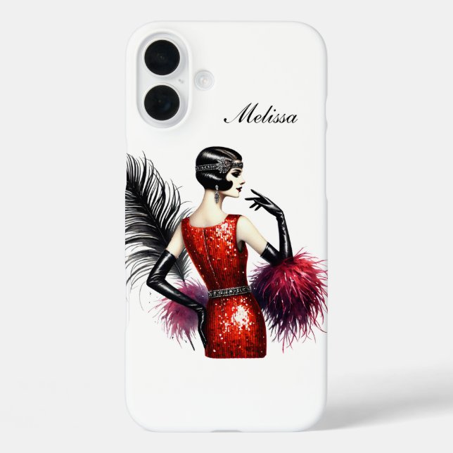 Coques Case-Mate iPhone Belle dame Art Déco ajoutez votre nom  (Verso)