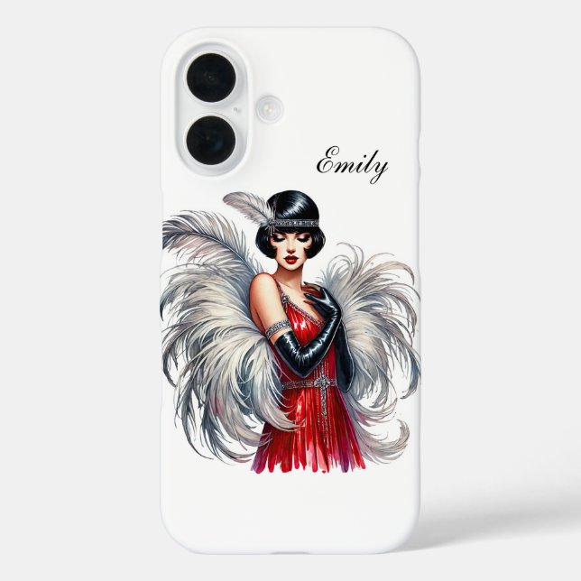 Coques Case-Mate iPhone Belle dame Art Déco ajoutez votre nom  (Verso)