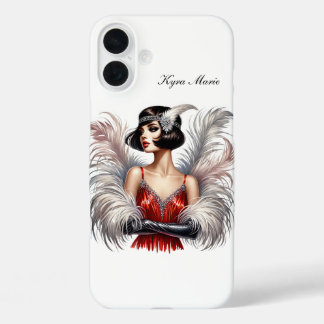 Coque Pour iPhone 16 Plus Belle dame Art Déco ajoutez votre nom 