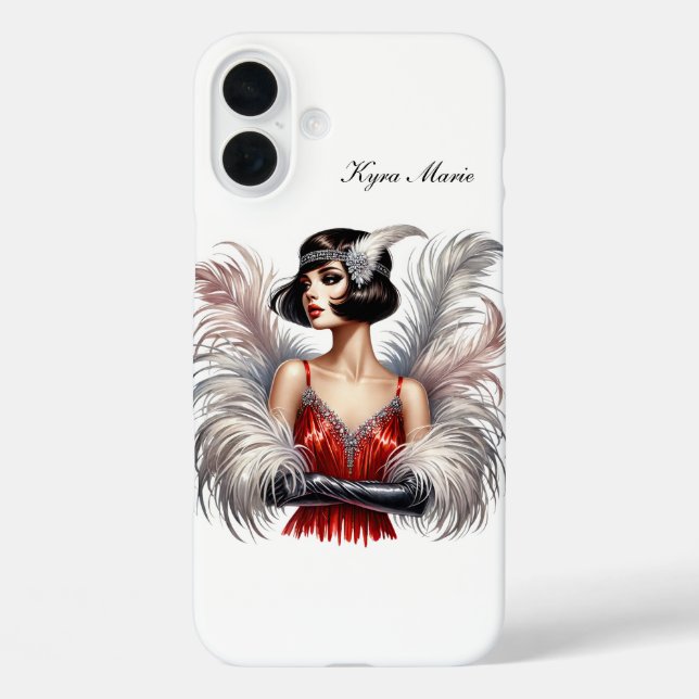 Coques Case-Mate iPhone Belle dame Art Déco ajoutez votre nom  (Verso)