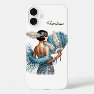 Coque Pour iPhone 16 Plus Belle dame Art Déco ajoutez votre nom