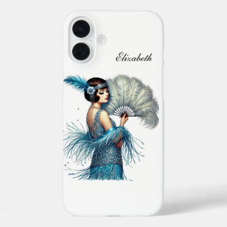Coque Pour iPhone 16 Plus Belle dame Art déco ajoutez votre nom 