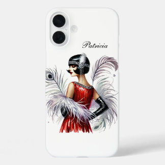 Coque Pour iPhone 16 Plus Belle dame Art Déco ajoutez votre nom 